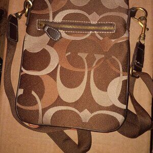 Vintage Coach Hampton Crossbody Brown Tan Leather Canvas